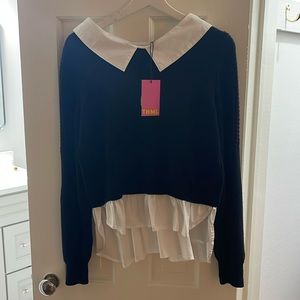 THML Black Mixed Layer Sweater Size Large